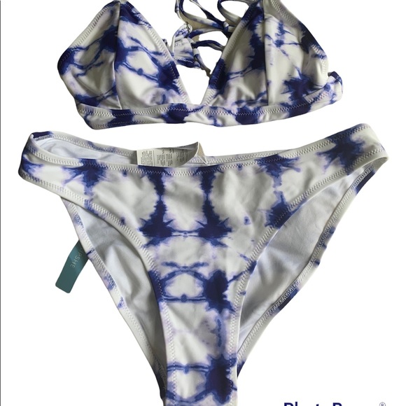 Cupshe Blue White Tye Dye Bikini NWT Size M - Picture 1 of 7